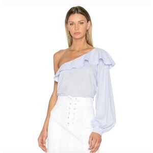 Revolve A.L.C Brielle One-Shoulder Poplin Sky Blue Top Size 6